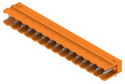 Pin header, 15 pole, pitch 5 mm, angled, orange, 1571250000