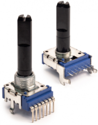 Rotary Plastic Shaft Dual-Potentiometer, 10 kΩ, 0.05 W, linear, solder pin, PRS14R-41025-103B1