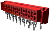 Socket header, 6 pole, pitch 1.27 mm, straight, red, 338070-6