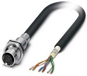 Sensor actuator cable, M12-cable socket, straight to open end, 8 pole, 0.5 m, TPV, black, 2 A, 1429091