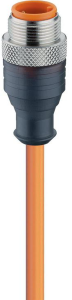 Sensor actuator cable, M12-cable plug, straight to open end, 4 pole, 5 m, PVC, orange, 4 A, 11805