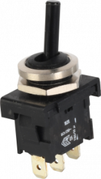 Toggle switch, black, 1 pole, latching/groping, On-Off-(On), 6 A/250 VAC, silver-plated, 1828.1201