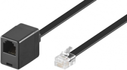 Extension cable, RJ12 plug, straight to RJ12 socket, straight, PVC, 10 m, black