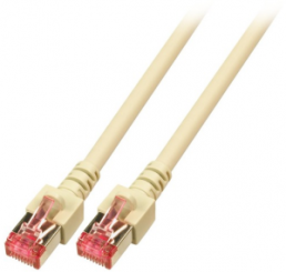 Patch cable, RJ45 plug, straight to RJ45 plug, straight, Cat 6, S/FTP, LSZH, 0.25 m, gray