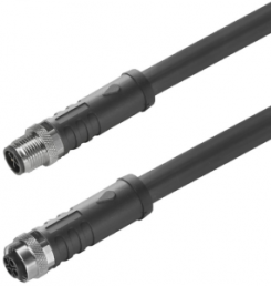 Sensor actuator cable, M12-cable plug, straight to M12-cable socket, straight, 4 pole, 1.5 m, PUR, black, 12 A, 2050060150