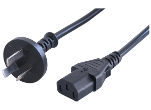 Power cord, China, Plug Type I, straight on C13-connector, straight, RVV 300/500 3x1.0 mm², black, 2.5 m