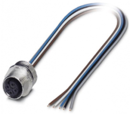 Sensor actuator cable, M12-flange socket, straight to open end, 5 pole, 0.5 m, 4 A, 1671098