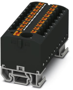Distribution block, push-in connection, 0.14-4.0 mm², 19 pole, 24 A, 8 kV, black, 3274224