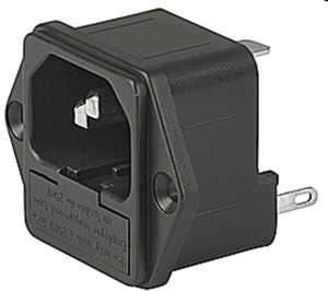 Combination element C14, 3 pole, screw mounting, plug-in connection, black, 4304.6013