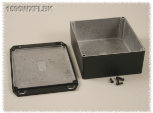 Aluminum die cast enclosure, (L x W x H) 145 x 121 x 56 mm, black (RAL 9005), IP65, 1590WXFLBK