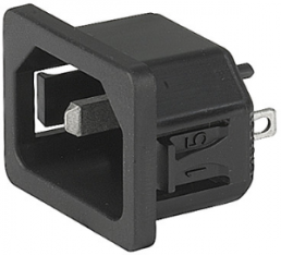 Panel plug C18, 2 pole, snap-in, plug-in connector 4.8 x 0.8, black, 3-145-176
