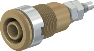 4 mm socket, threaded bolt, mounting Ø 12.2 mm, CAT III, brown, 49.7043-27