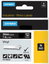Labelling tape cartridge, 24 mm, tape black, font white, 5.5 m, 1805432