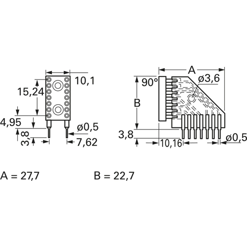 DIL 14 W 90 Fischer Elektronik Semiconductor Sockets, Holders Image 2