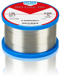 Solder wire, leaded, Sn60Pb39Cu1, Ø 1 mm, 500 g
