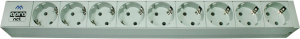 19"-german schuko-style power strip, 9-way, 2.5 m, 16 A, with surge protection, light gray, 591-400-00