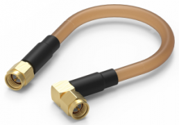 Coaxial cable, SMA plug (straight) to SMA plug (angled), 50 Ω, RG-142/U, grommet black, 304.8 mm, 65503503630502
