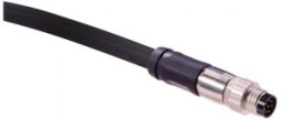 Sensor actuator cable, M8-cable plug, straight to open end, 3 pole, 1 m, PUR, black, 21347300336010