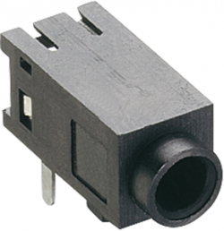 2.5 mm jack panel socket, 3 pole (stereo), solder connection, plastic, 1501 05