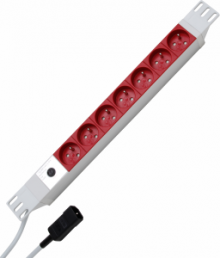 Outlet strip, 7-way, 2 m, 16 A, gray/red, 933704013