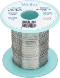 Solder wire, lead-free, SAC (Sn3.0Ag0.5Cu3.5%), Ø 0.2 mm, 10 g