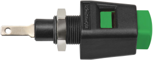 Quick pressure clamp, green, 30 VAC/60 VDC, 5 A, faston plug, nickel-plated, ESD 6554 / GN