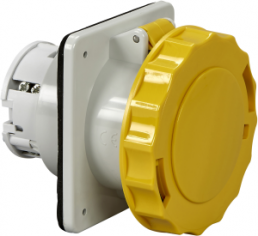 CEE surface-mounted socket, 4 pole, 63 A/110-130 V, yellow, 4 h, IP67, 81676