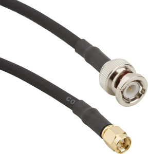 Coaxial Cable, BNC plug (straight) to SMA plug (straight), 50 Ω, RG-58/U, grommet black, 457 mm, 245101-04-18.00