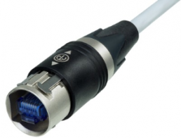 Patch cable, RJ45 plug in housing, straight to RJ45 plug in housing, straight, Cat 6, S/FTP, 1 m, black