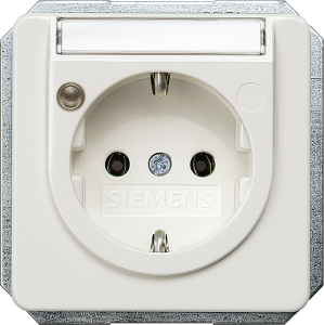 German schuko-style socket outlet with label field, white, 16 A/250 V, Germany, IP20, 5UB1472