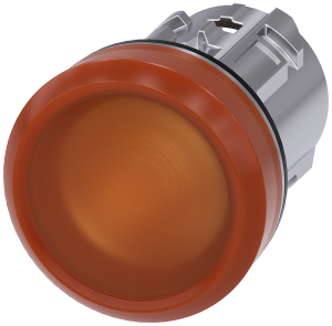 Indicator light, 22 mm, round, metal, high gloss,amber, lens, smooth