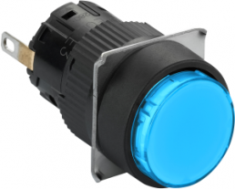 Signal light, illuminable, waistband round, blue, front ring black, mounting Ø 16 mm, XB6EAV6BP