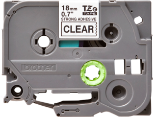 Labelling tape cartridge, 18 mm, tape transparent, font black, 8 m, TZE-S141