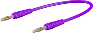 Measuring lead with (2 mm plug, spring-loaded, straight) to (2 mm plug, spring-loaded, straight), 80 mm, purple, PVC, 0.5 mm²