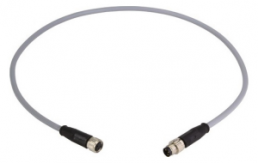Sensor actuator cable, M8-cable plug, straight to M8-cable socket, straight, 3 pole, 1 m, PVC, gray, 21348081380010