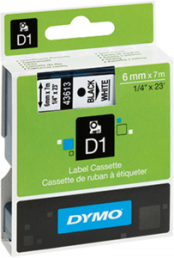 Labelling tape cartridge, 6 mm, tape white, font black, 7 m, S0720780