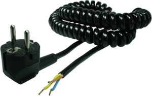 Connection line, Europe, plug type E + F, angled on open end, H03VVH2-F3G1.0mm², black, 500 mm