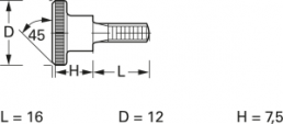 Knurled screw, M3, Ø 12 mm, 16 mm, steel, galvanized, DIN 464