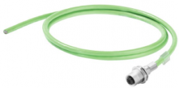 PROFINET cable, M12 socket, straight to open end, Cat 5, PUR, 1 m, green
