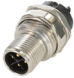 Panel plug, M12, 4 pole, solder connection, screw lock/push-pull, straight, 21033091430