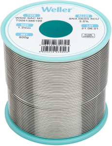 Solder wire, lead-free, SAC (Sn3.0Ag0.5Cu3.5%), Ø 1.2 mm, 500 g
