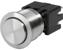 Pushbutton switch, 2 pole, silver, unlit , 12 A/250 V, mounting Ø 22.1 mm, IP65, 1241.6831.1120000
