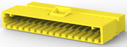 Pin header, 15 pole, pitch 3.96 mm, angled, yellow, 4-641436-5