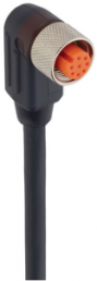 Sensor actuator cable, M12-cable socket, angled to open end, 8 pole, 2 m, PUR, black, 2 A, 49319