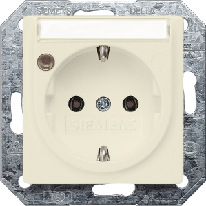 German schuko-style socket outlet with label field, white, 16 A/250 V, Germany, IP20, 5UB1561