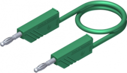 Measuring lead with (4 mm plug, spring-loaded, straight) to (4 mm plug, spring-loaded, straight), 2 m, green, silicone, 1.0 mm², CAT O