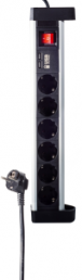 Table power strip, 6-way, 1.5 m, 16 A, with surge protection, black, BS60318