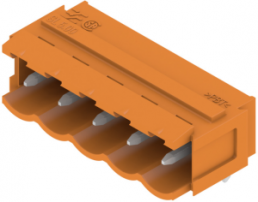 Pin header, 5 pole, pitch 5 mm, angled, orange, 1580890000