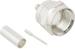 F plug 50 Ω, RG-174, RG-188, RG-316, LMR-100A, Belden 7805A, RG-174LL, solder connection, straight, 222184