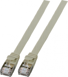 Patch cable with flat cable, RJ45 plug, straight to RJ45 plug, straight, Cat 6A, U/FTP, PVC, 0.15 m, gray